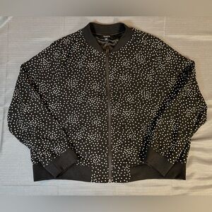 Torrid Lightweight Bomber-Style Jacket Size 2 2X Black Polka Dot Zip Front